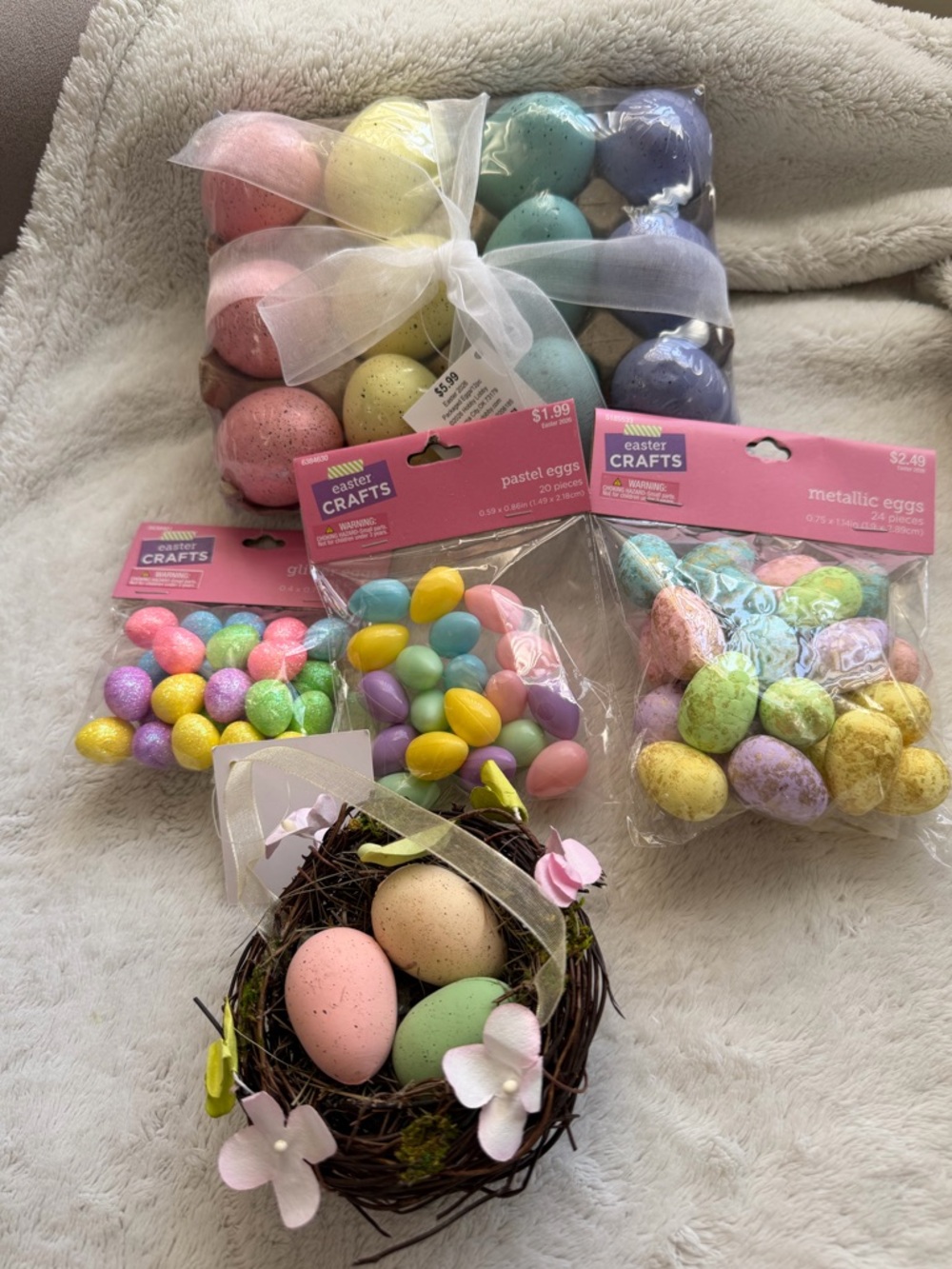 Easter decor, Easter, eggs, pastels, glitter, metallic speckled